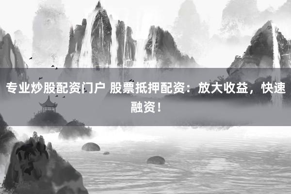专业炒股配资门户 股票抵押配资：放大收益，快速融资！