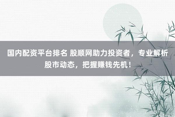 国内配资平台排名 股顺网助力投资者，专业解析股市动态，把握赚钱先机！