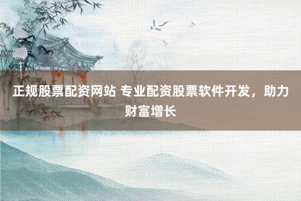 正规股票配资网站 专业配资股票软件开发，助力财富增长