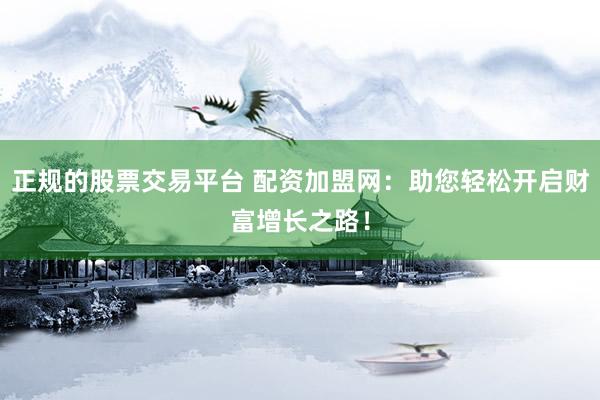 正规的股票交易平台 配资加盟网：助您轻松开启财富增长之路！