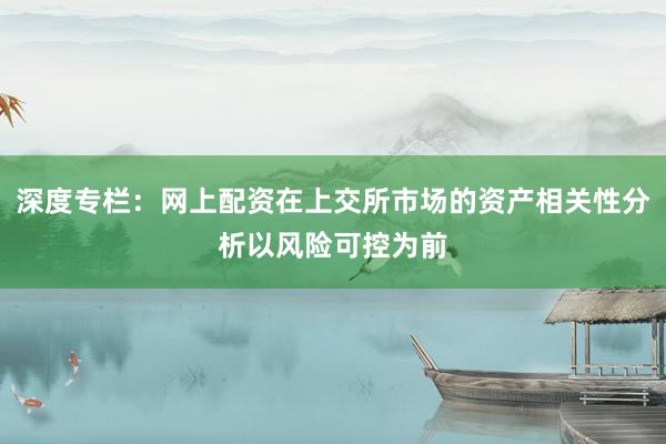 深度专栏：网上配资在上交所市场的资产相关性分析以风险可控为前