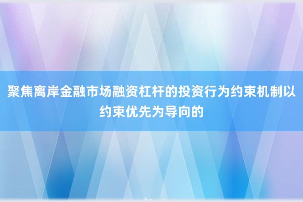 聚焦离岸金融市场融资杠杆的投资行为约束机制以约束优先为导向的
