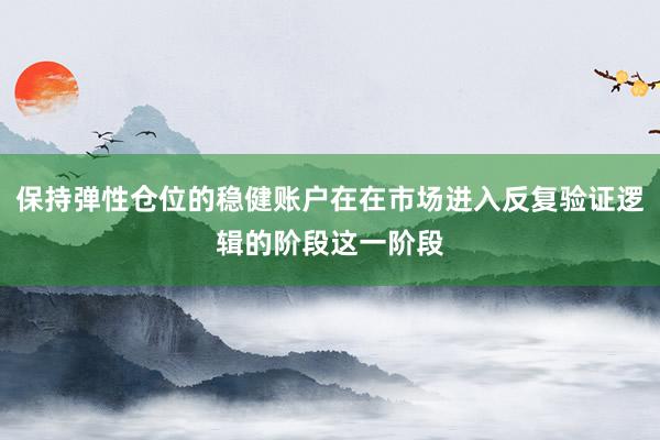 保持弹性仓位的稳健账户在在市场进入反复验证逻辑的阶段这一阶段