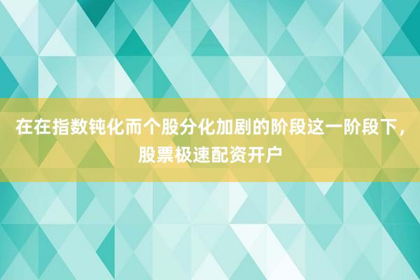 在在指数钝化而个股分化加剧的阶段这一阶段下，股票极速配资开户