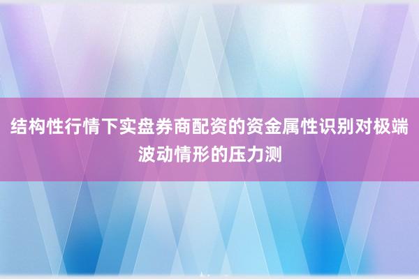 结构性行情下实盘券商配资的资金属性识别对极端波动情形的压力测