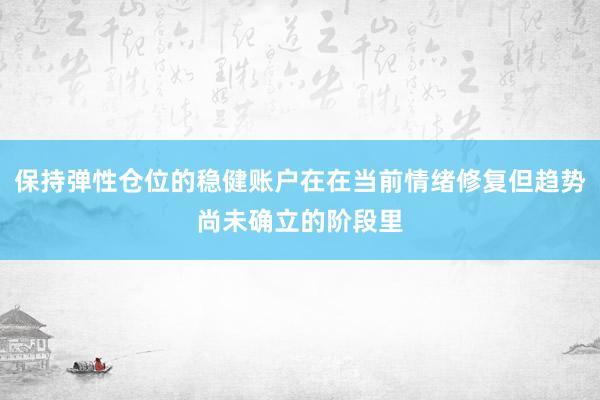 保持弹性仓位的稳健账户在在当前情绪修复但趋势尚未确立的阶段里
