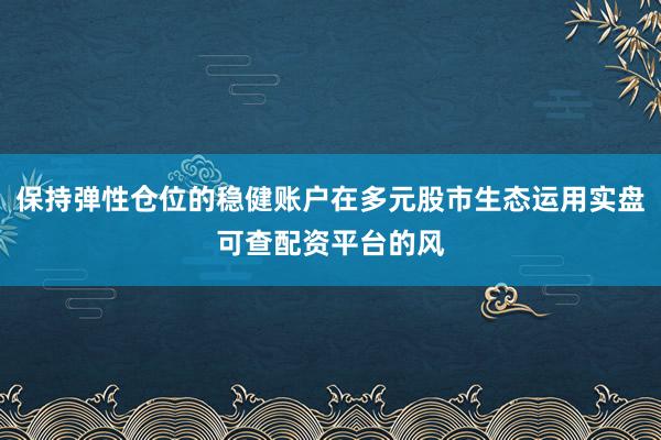 保持弹性仓位的稳健账户在多元股市生态运用实盘可查配资平台的风