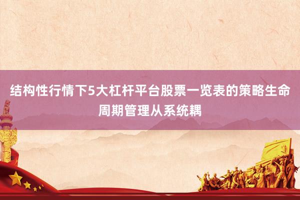 结构性行情下5大杠杆平台股票一览表的策略生命周期管理从系统耦