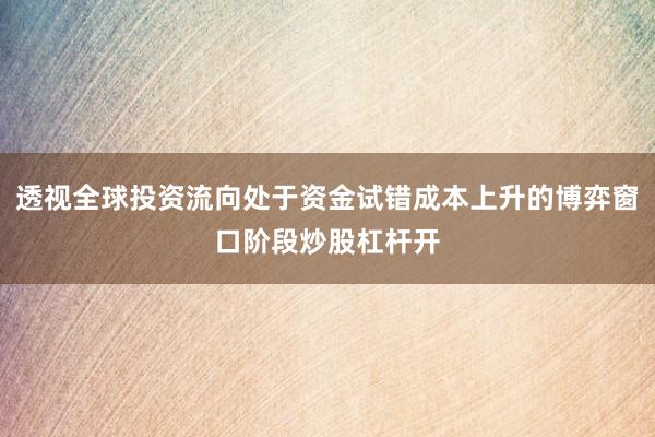 透视全球投资流向处于资金试错成本上升的博弈窗口阶段炒股杠杆开