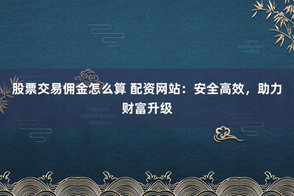 股票交易佣金怎么算 配资网站：安全高效，助力财富升级