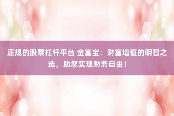 正规的股票杠杆平台 金富宝：财富增值的明智之选，助您实现财务自由！